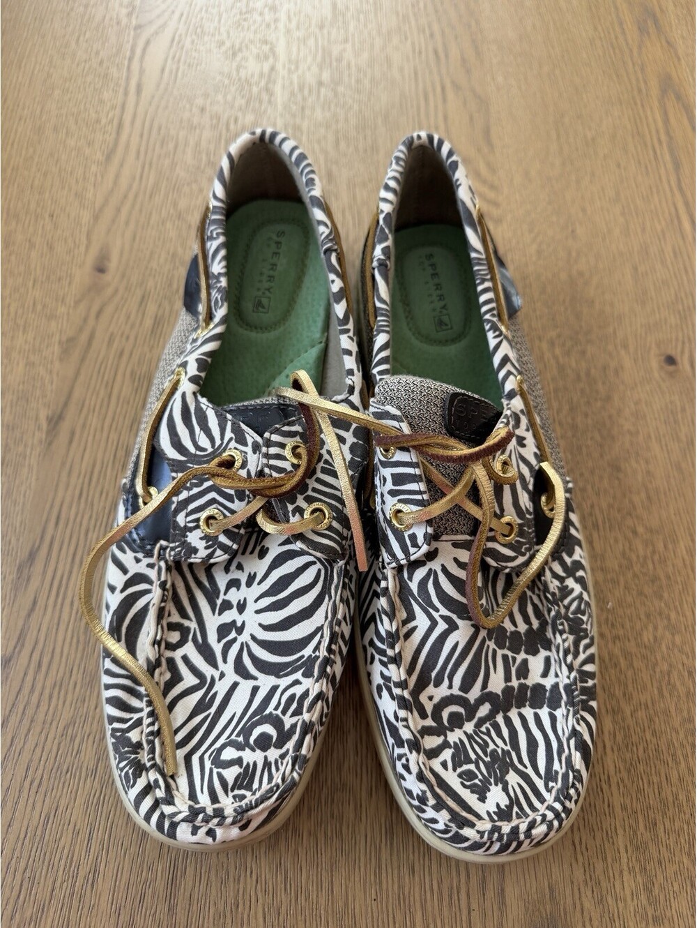 Sperry Top-Sider Women’s 9.5M Boat Shoes Floral Print Leather Lace Up Slip On